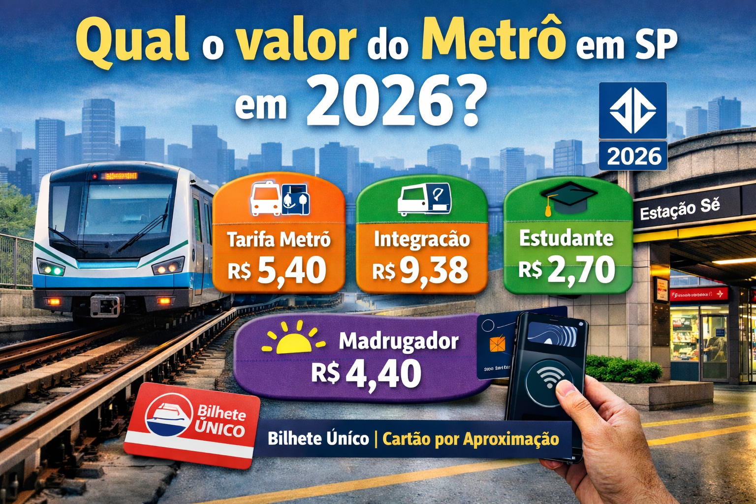 Qual o valor do metrô em SP em 2026?